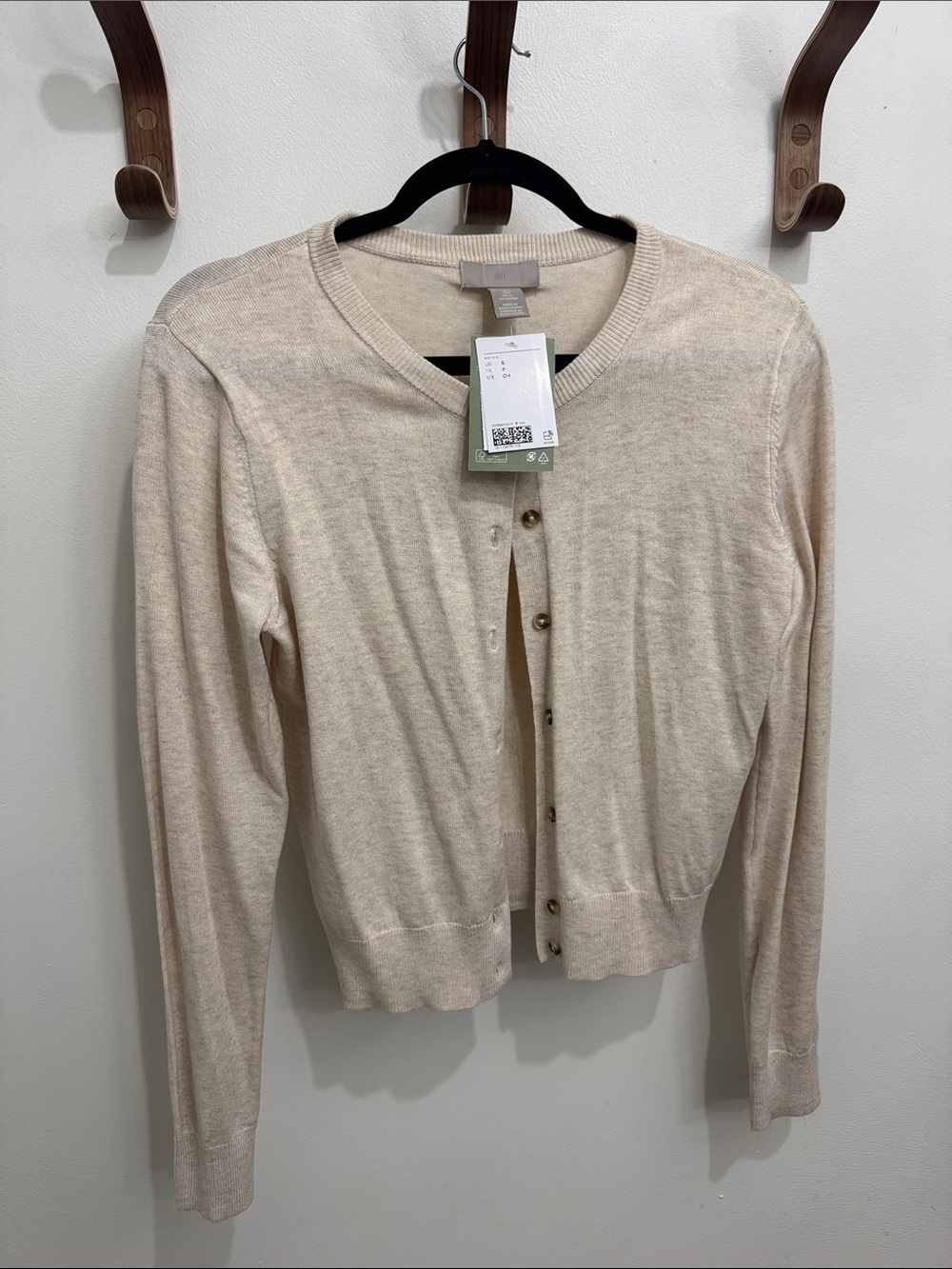 H&M Light Beige Button-Up Knit Cardigan
